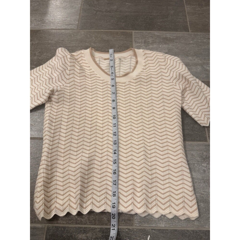 Ellie Tahari Women's, Zig Zag Beige And Cream Sweater, Short Sleeve, Small, EUC - Picture 7 of 7